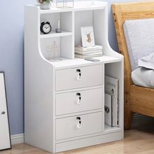 带锁床头柜简易置物柜床边柜子简约现代仿实木卧室收纳储物小柜子