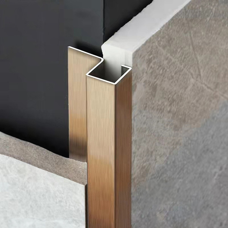 不锈钢瓷砖阳角线条收边条木地板墙砖收口包边条黑钛金属装饰压条