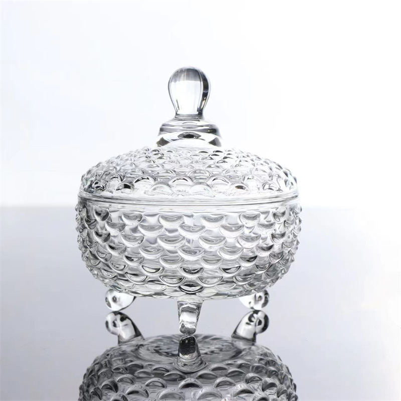 European-Style Glass Sugar Bowl ''Candy Box Snack Storage Jar Creative Dried Fruit Jar Tea Table Decoration Wholesale