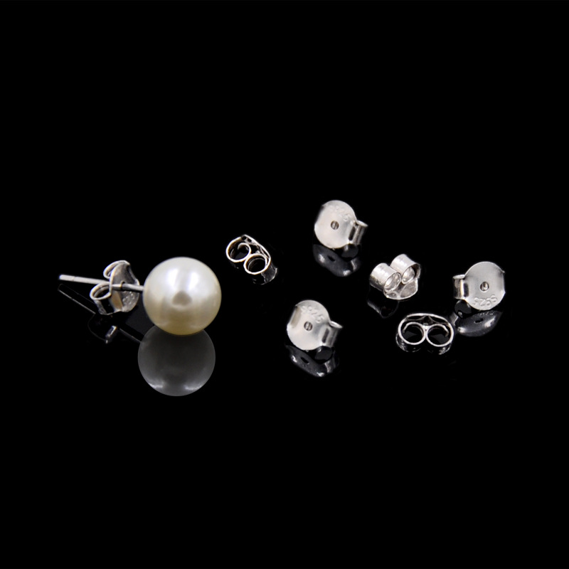 925纯银蝴蝶扣耳堵素银防过敏耳环背后塞diy耳钉配件耳迫饰品批发