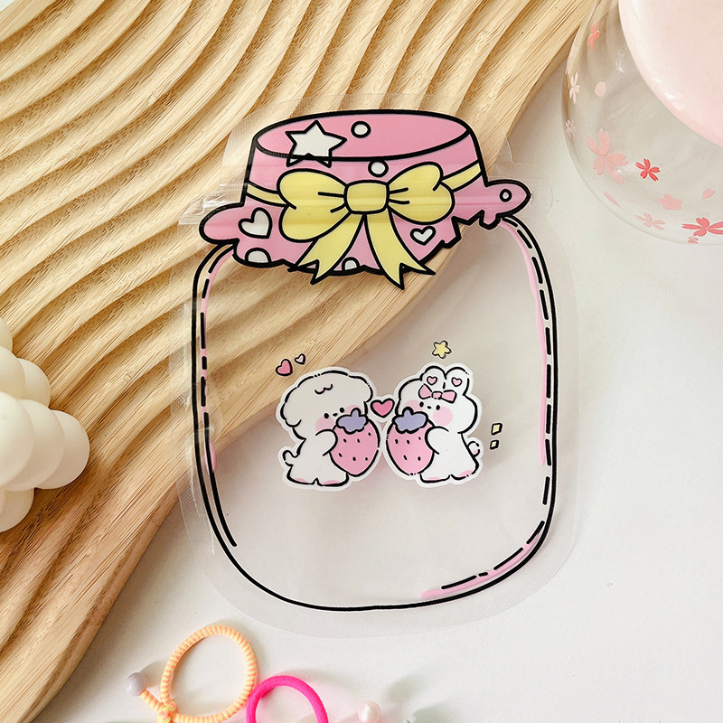 Cute Cartoon Ziplock Bag Soft and Adorable Snack Candy Ziplock Bag Girl Heart Jewelry Barrettes Small Items Storage Bag