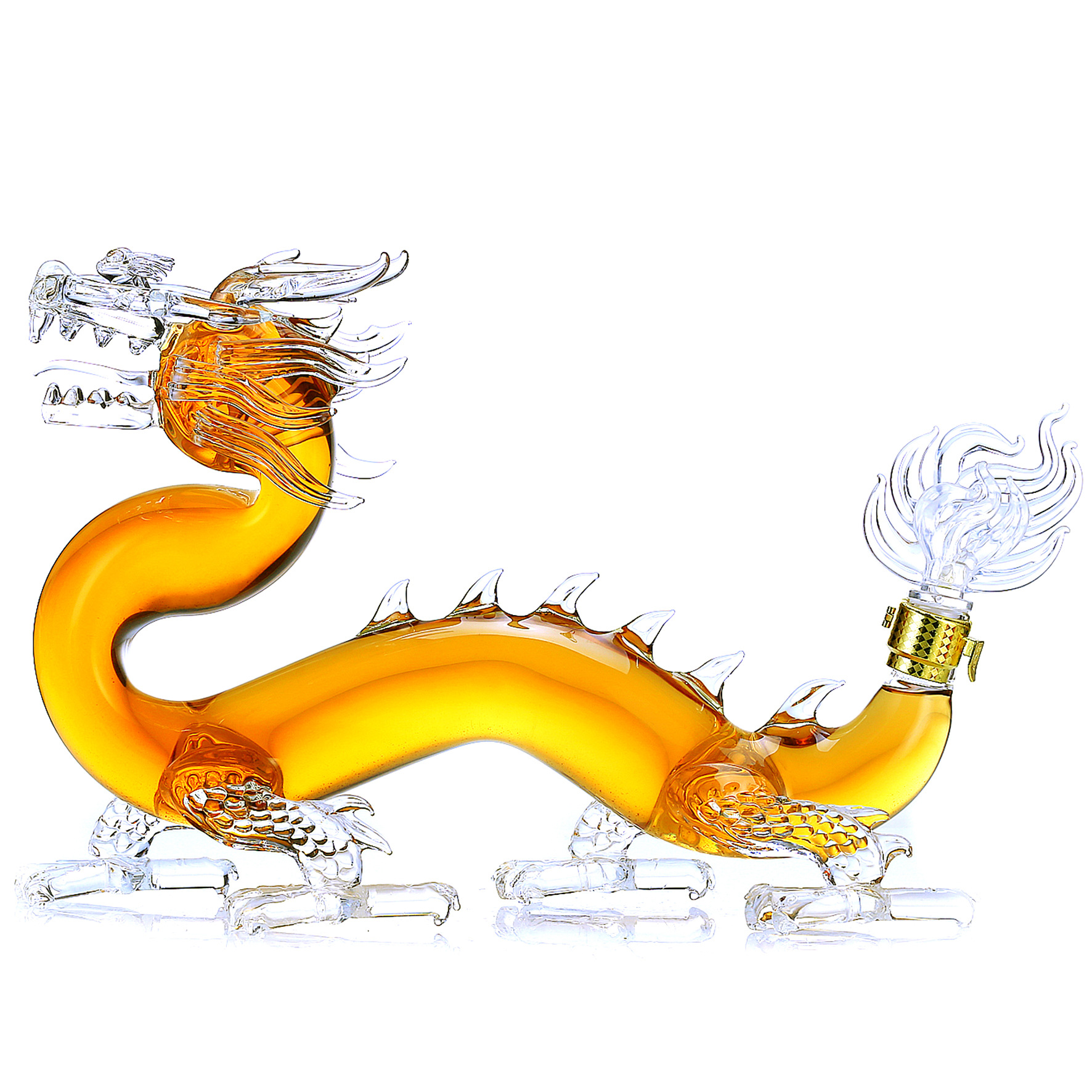 创意龙酒瓶空酒瓶礼盒家用透明玻璃工艺酒瓶2斤装生肖白龙泡酒瓶