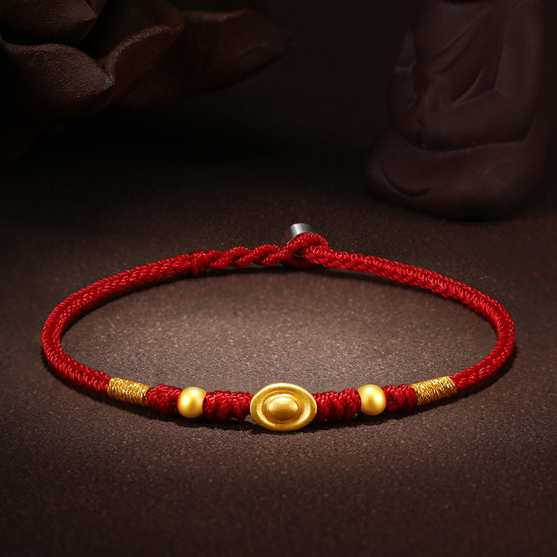 999足黄金招财小元宝手链 3d硬金元宝转运珠路路通男女宝宝手链