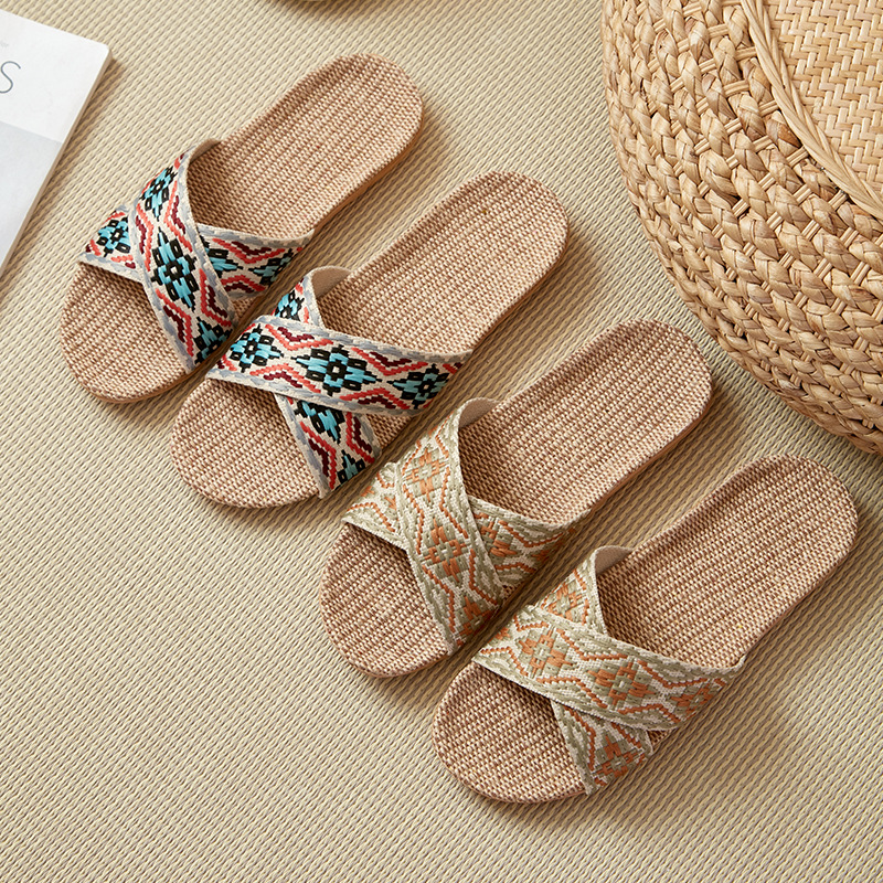 Handmade Linen Slippers Wholesale Deodorant and Non-Slip Indoor Cotton and Linen Slippers Breathable Home One Piece Dropshipping Sandals