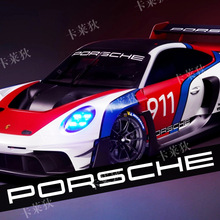 适用于保时捷PORSCHE前挡风玻璃贴纸718macan车贴拉花911改装尾翼