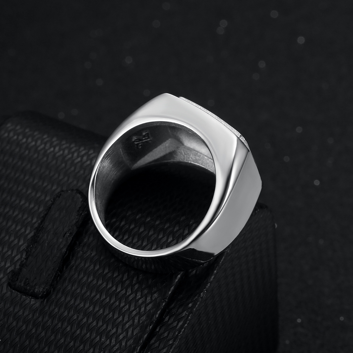 Europe and America Cross Border New Hip Hop Fashion Personality Ring Wholesale Domineering Personalized Titanium Steel Electroplated Diamond Square Ring