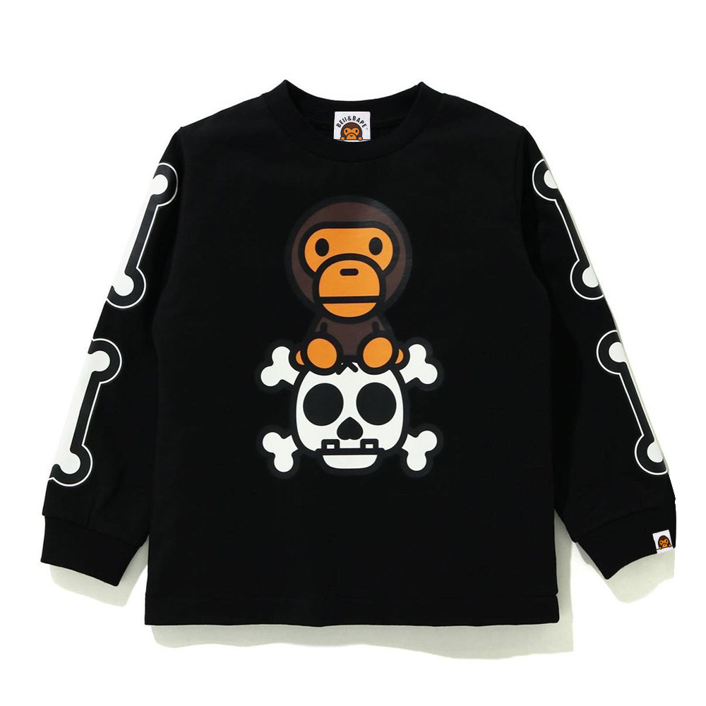 beii&bape夜光潮牌新款猴子骷髅头儿童圆领棉长袖童装加绒卫衣
