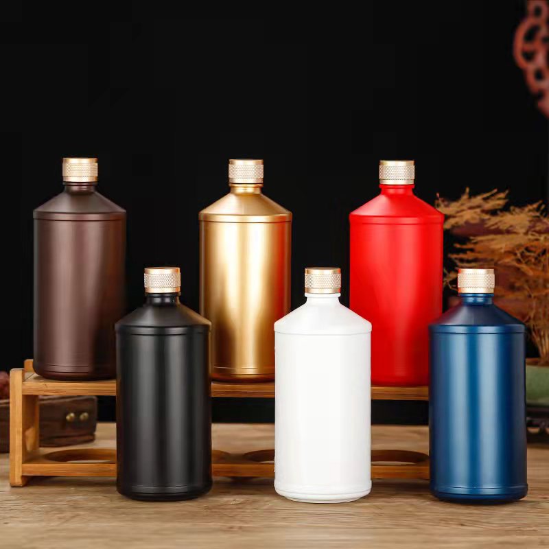 茅型瓶少量烤花烫金酱酒瓶500ml玻璃空酒瓶两瓶礼盒包装