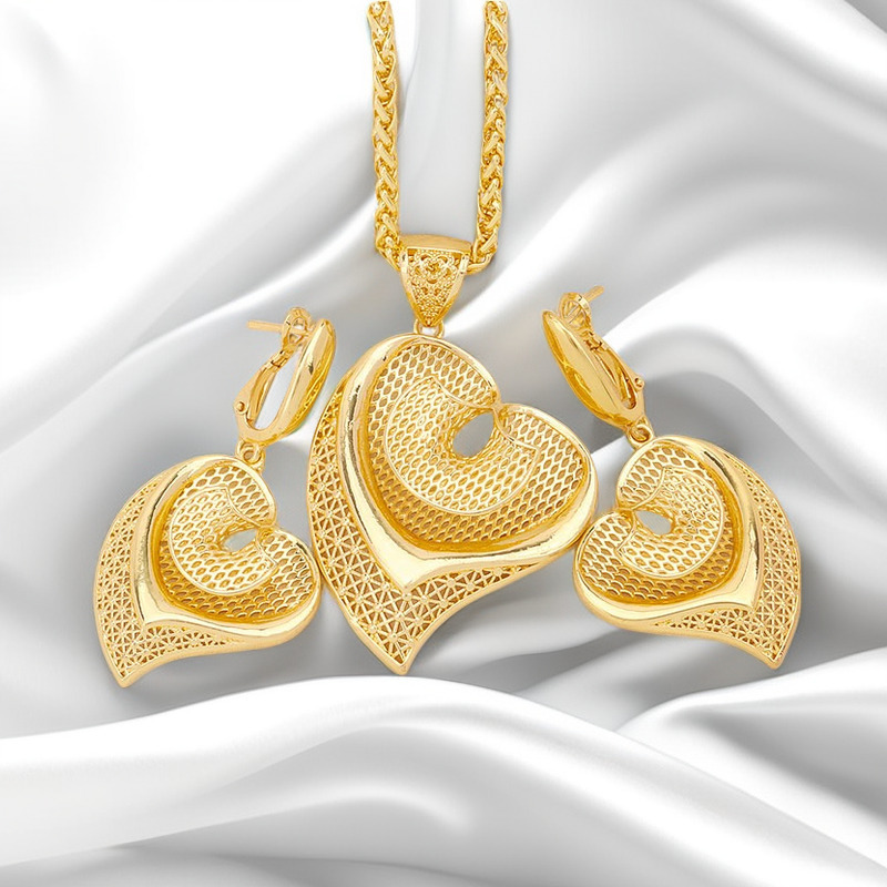 中东迪拜饰品仿黄金项链耳环首饰套装印度新娘项链越南沙金饰品