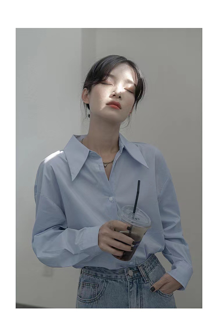 sense 白色大翻领刺绣衬衫女春季新款法式复古长袖气质上衣-阿里巴巴