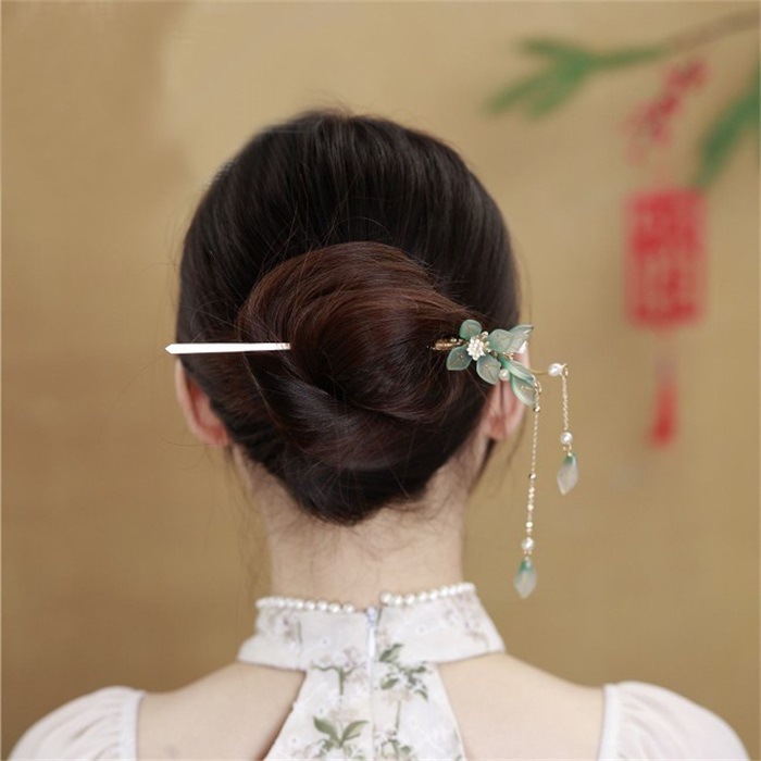 简约现代步摇发簪高级感丸子头发钗复古流苏簪子百搭盘发汉服配饰