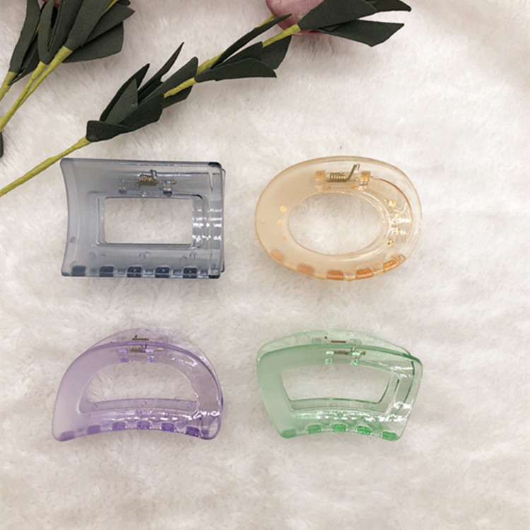 2022 Spring and Summer New 6cm Basic Square round Transparent Frosted Two-Color Bath Ponytail Hair Clip Manufacturer