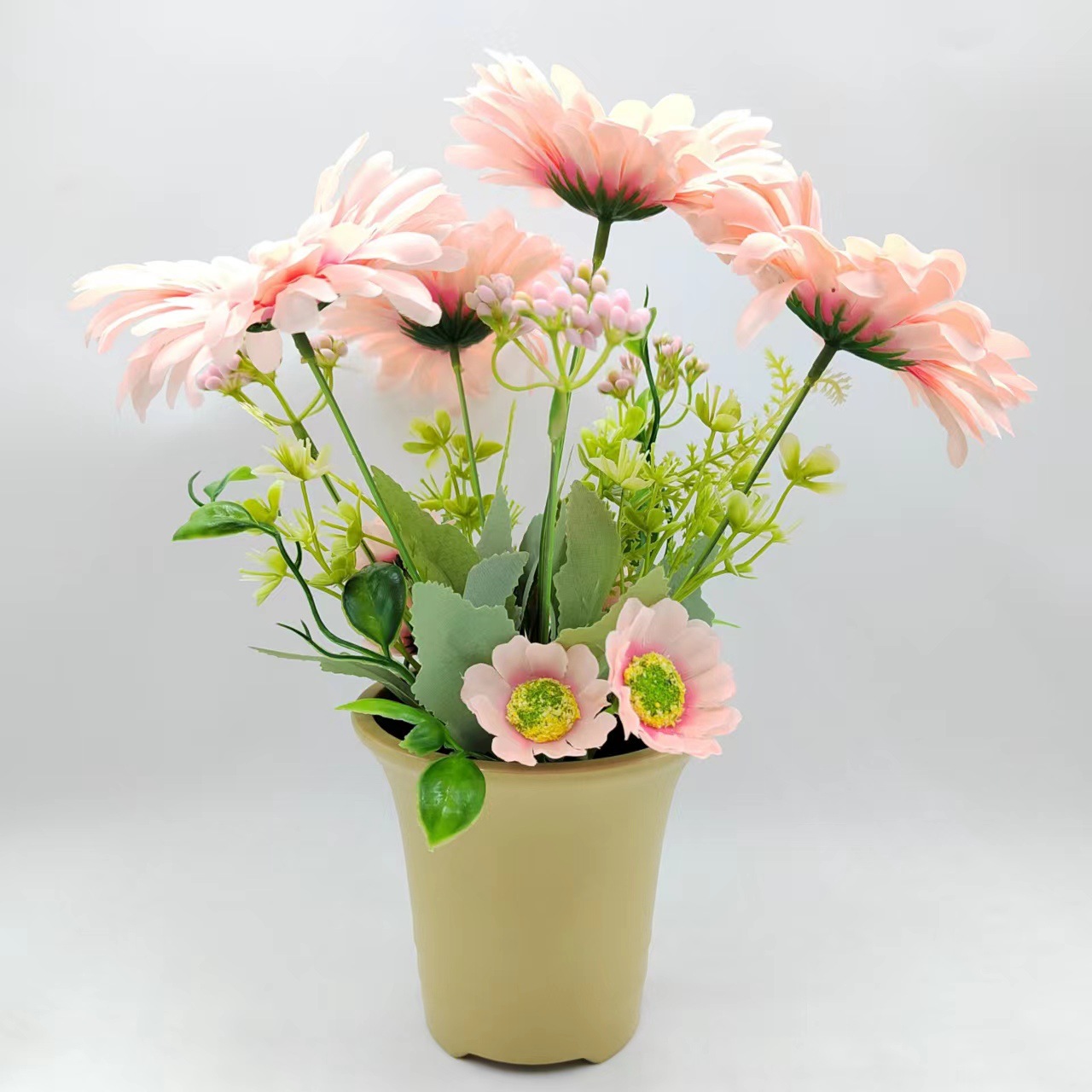洪升仿真花 向日葵小雏菊仿真绢花盆景塑料插花小盆栽家居装饰批发