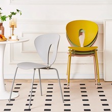 北欧设计师塑料家用餐椅斗篷椅小户型网红现代简约靠背贝壳椅子