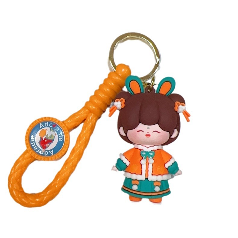 New Year National Fashion Chihuahua Keychain Cute Chinese Style Boys and Girls Pendant Pendant Ornaments for Couple Gift Wholesale