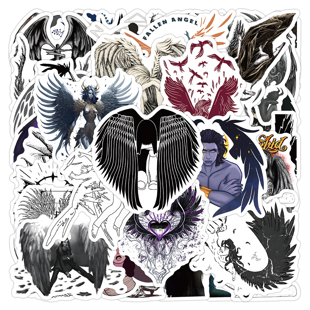 53张跨境堕落天使涂鸦贴纸冰箱洗衣机滑板行李箱柜子手机防水贴纸