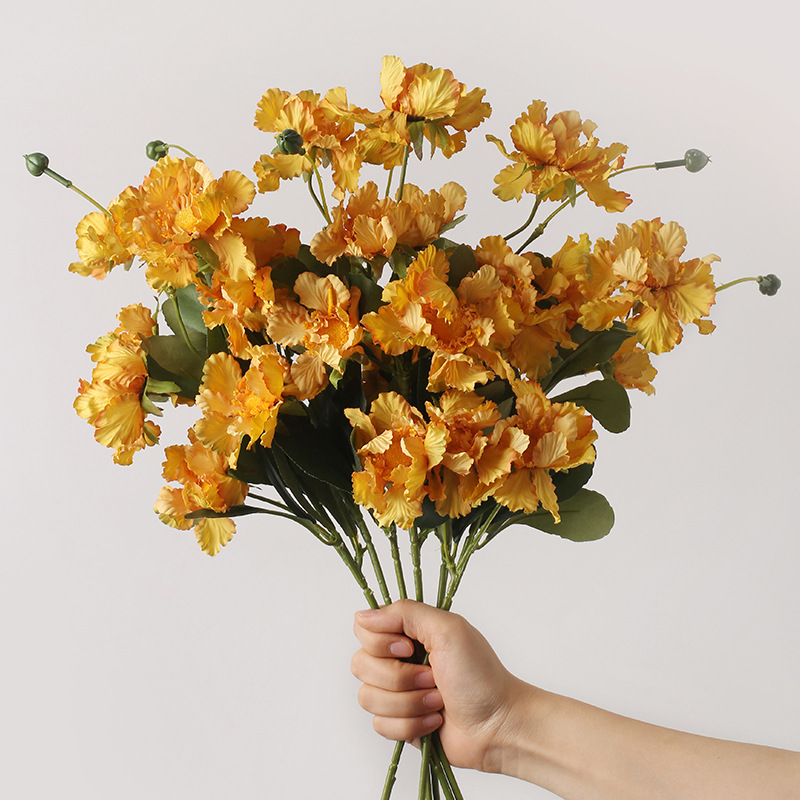 Beihanmei High-End Orange Artificial Bouquet Artificial Flower Decoration for Living Room Light Luxury Table Flower Decorative Silk Flower Furnishings