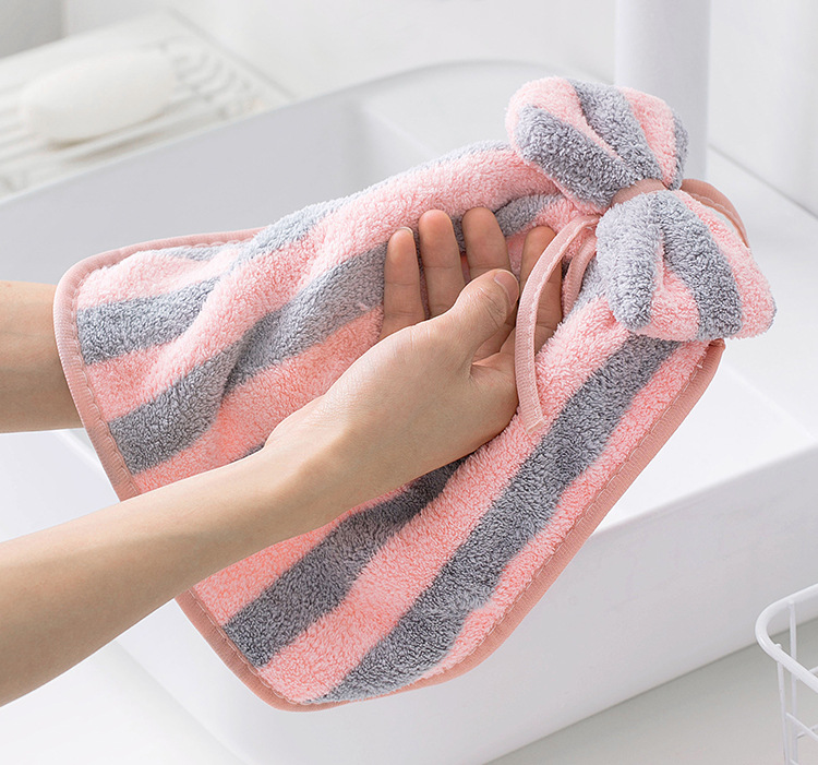 可爱蝴蝶结擦手毛巾 家用挂式抹手巾吸水易清洗抹布珊瑚绒洗手帕