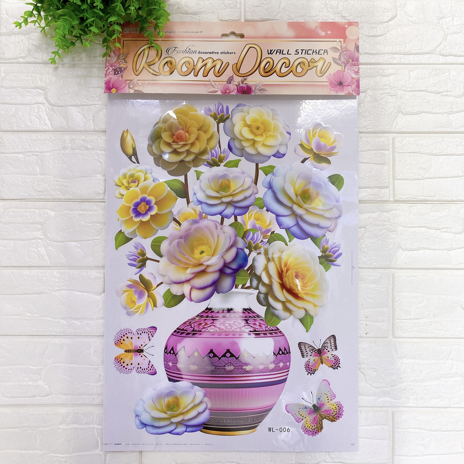 PVC Vase Layer Stickers Bouquet Three-Dimensional Stickers Living Room Bedroom Lobby Cabinet Door Wall Home Decoration Self-Adhesive Wall Sticker