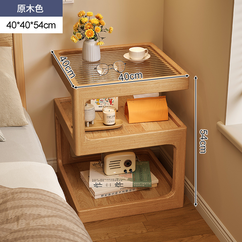 Bedside Supporter Solid Wood Bedroom New Bedside Table Substitute Log Extremely Narrow Bedside Locker Storage Cabinet