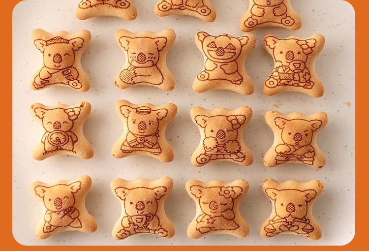 泰国lotte乐天小熊饼干巧克力牛奶味儿童卡通印花零食夹心饼干37g