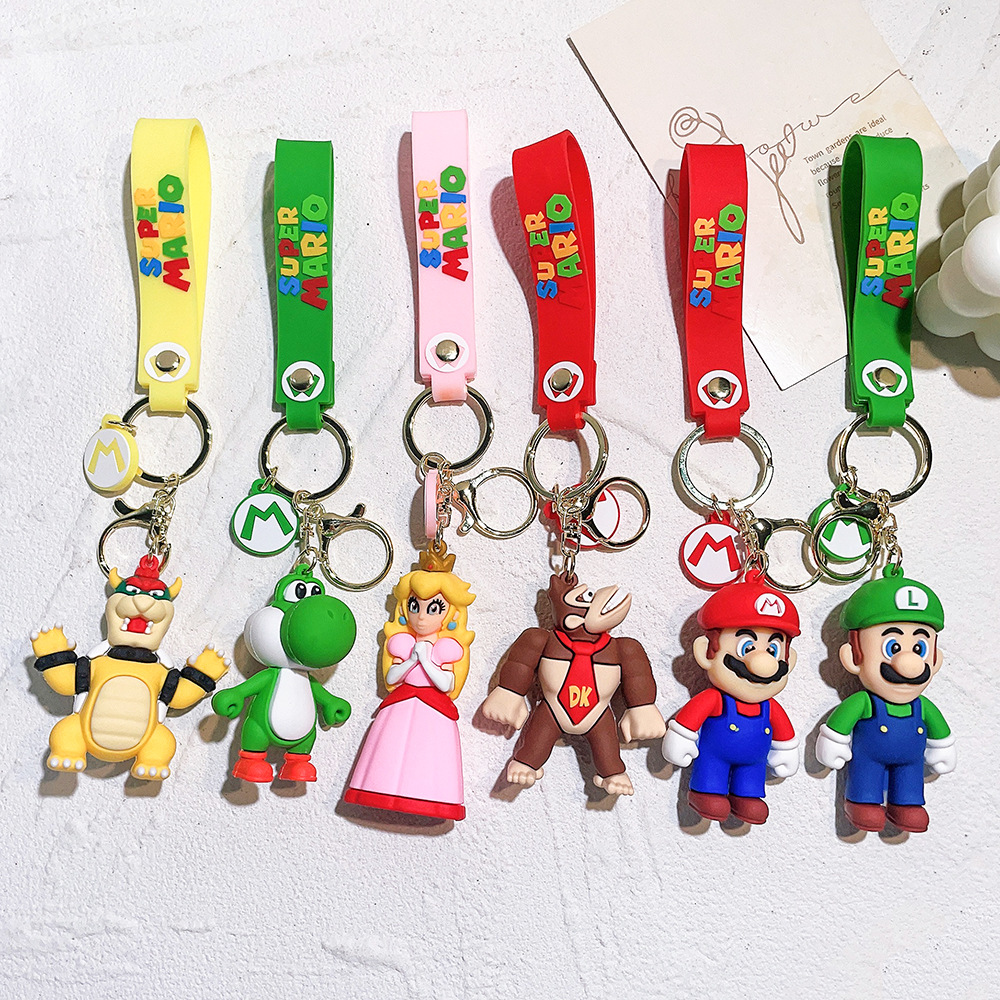 20 Cartoon Super Mario Keychain Accessories Doll and Bag Ornaments Crane Machine Pendant Key Chain Doll