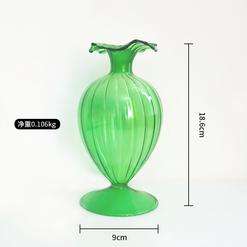 Creative Colorful Striped Glass Vase European-Style Home Wavy Striped Vase Home Living Room Desktop Water Cultivation