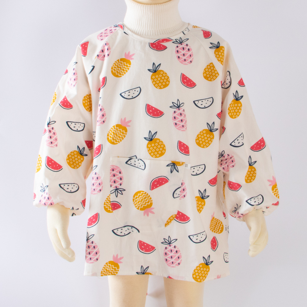 棉布罩衣全棉小孩围兜反穿衣加大童护衣防脏男童女童吃饭衣春