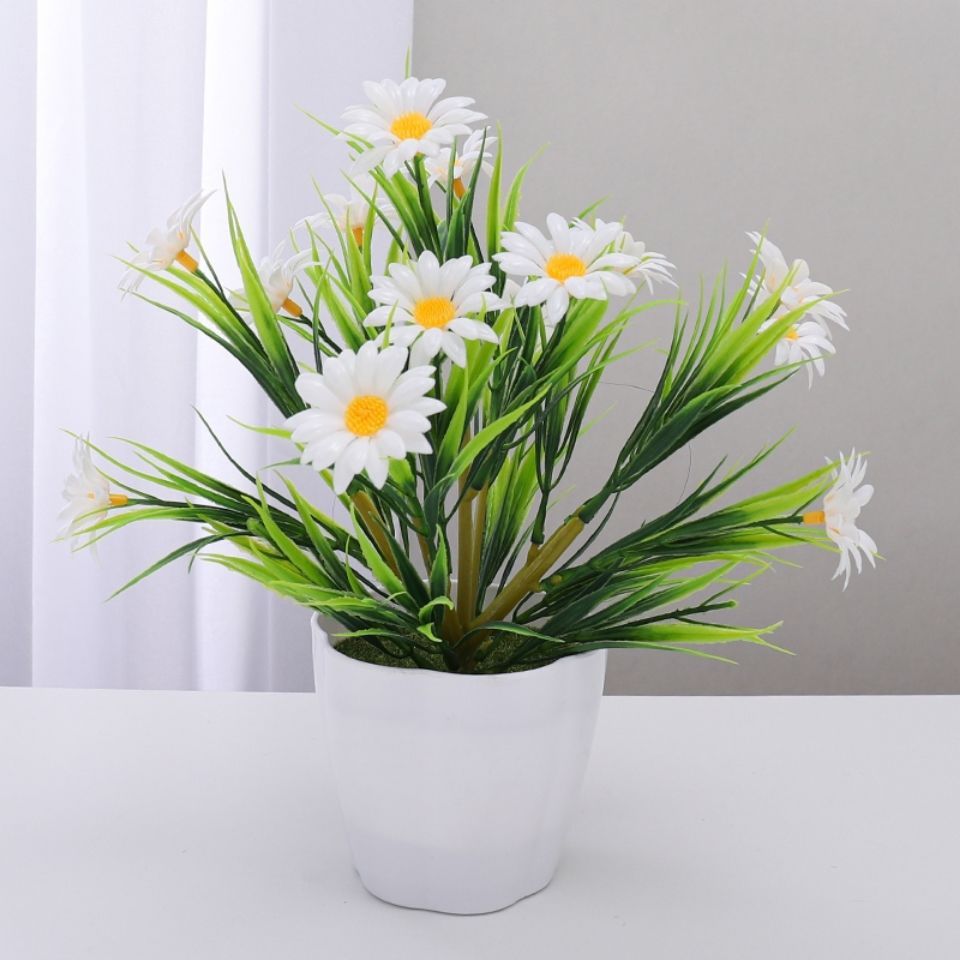 小雏菊盆栽小清新洋甘菊花假花摆件酒店家居餐桌拍照摆设