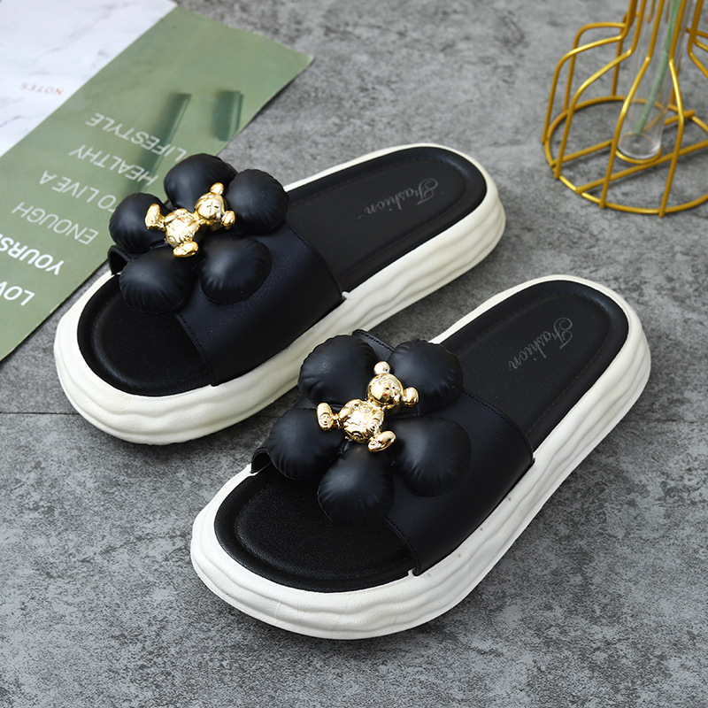 Women's Outdoor Slippers Fashion out Internet Celebrity Ins Flower Fried Street Good-looking Fairy Sandals Western Style 2023 New