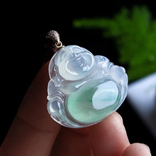 天然翡翠观音笑佛a货玉器挂件 好种好花水吊坠批发平安扣直播专拍