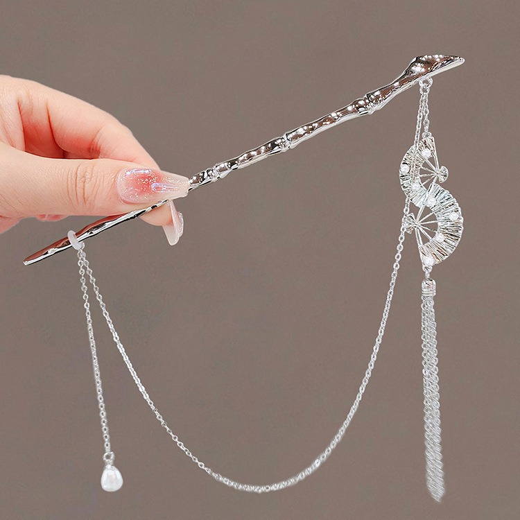 汉服旗袍步摇发簪女金属复古国风新中式盘发后脑勺簪子个性头发钗