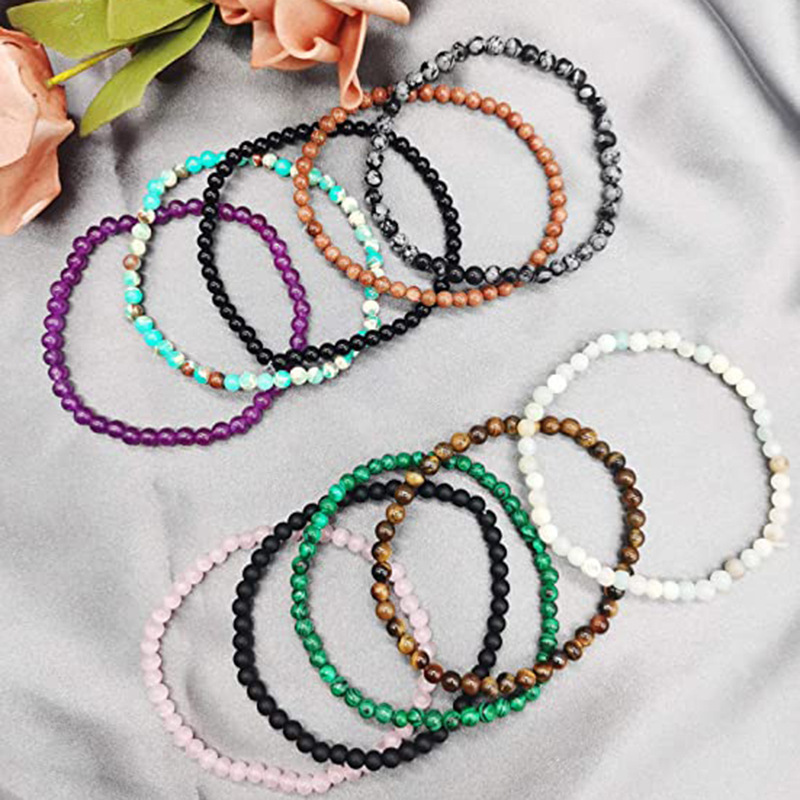 速卖通亚马逊wish跨境爆款4mm黑玻璃珠多色组合魅力女士外贸手链