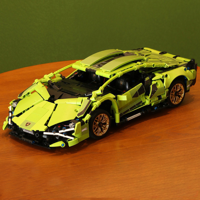 兼容乐高小颗粒积木回力跑车系列摆件儿童益智拼装男女孩玩具批发