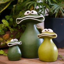 卡通可爱大嘴蛙花盆装饰品摆件青蛙动物童趣桌面花园杂货礼物
