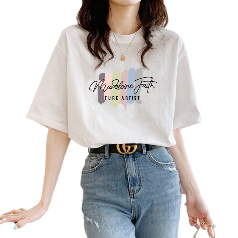 Summer Women's Cotton Short-Sleeved T-shirt Women's 2024 New White Inner Wear Korean Style Loose Half-Sleeved Top Ins Fashion