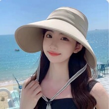 夏季女款环绕式大帽檐防晒空顶帽防紫外线遮阳遮脸帽子可折叠帽子