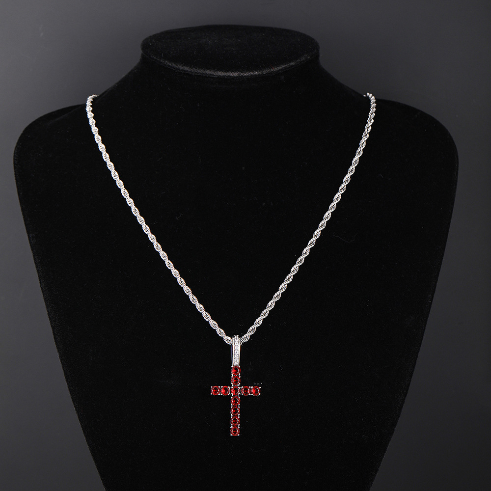 Horse Thinking Same Cross Necklace High Quality Multi-Specification Zircon Hip Hop Necklace Men and Women Same Style One Piece Dropshipping