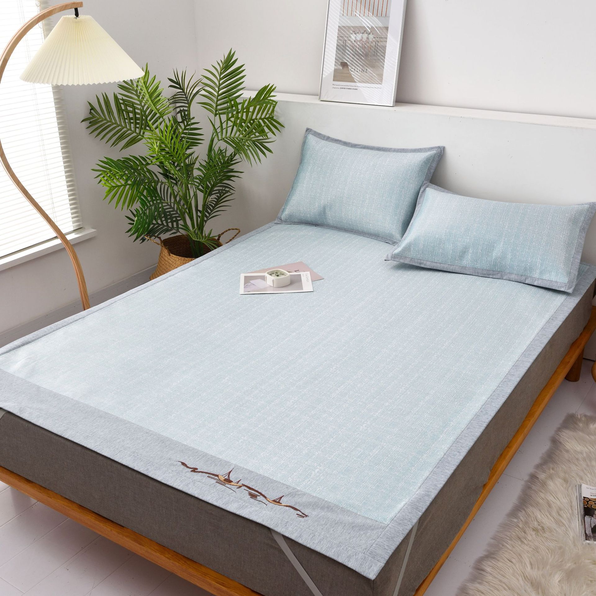 2020新款凉席可一件代发 冰丝席子加厚夏季礼品台州600d直角冰席