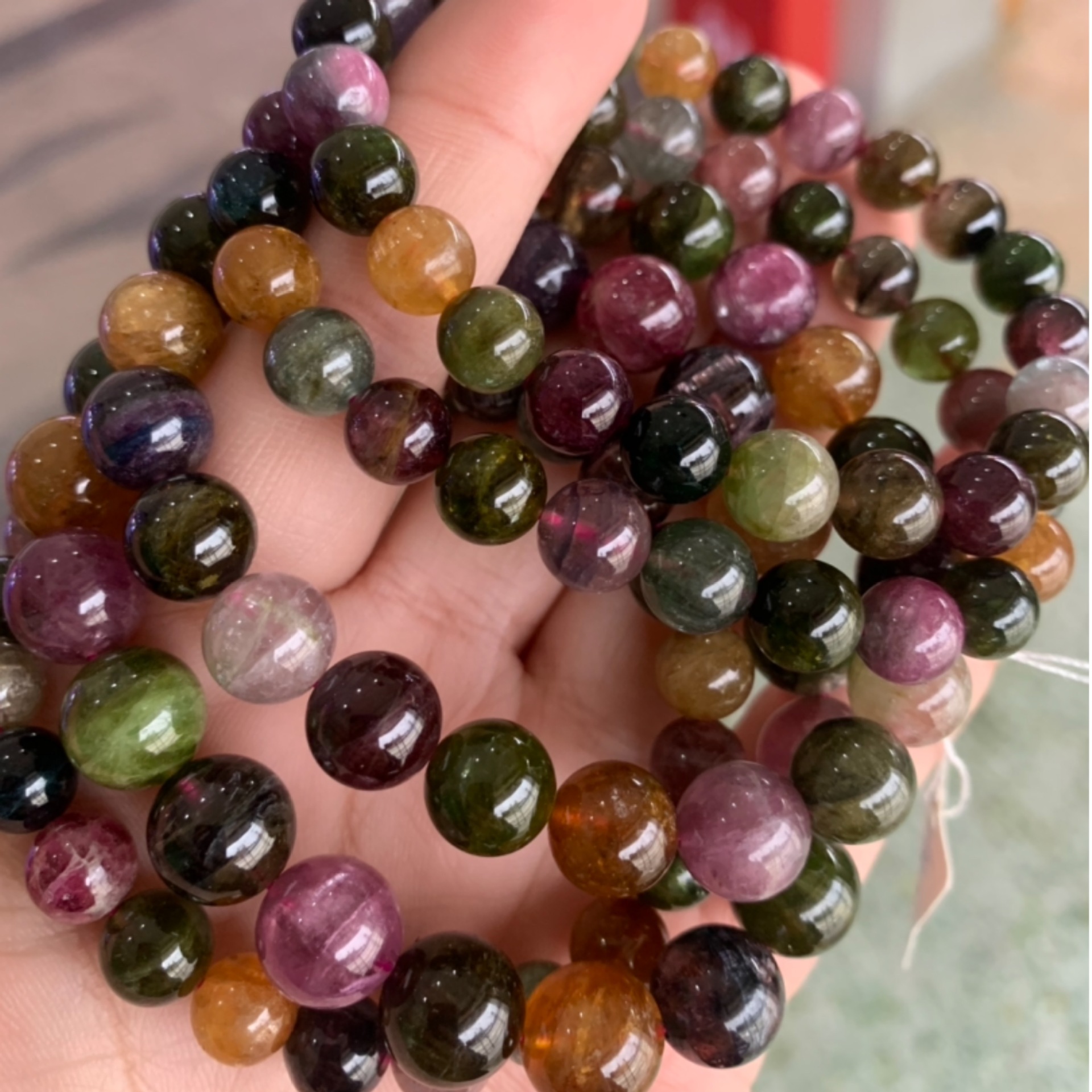 厂家批发 天然巴西老矿碧玺手串 糖果色碧玺电气石民族风女式手链