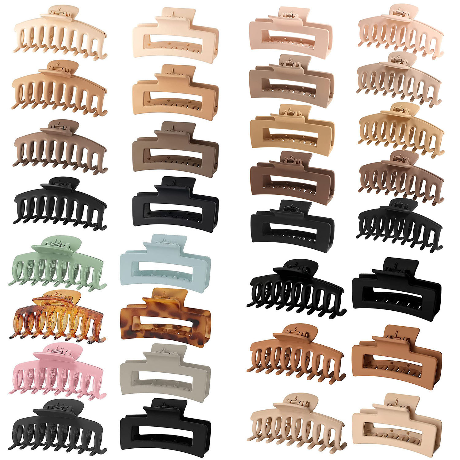 Amazon Frosted Grip Set Large Claw Clip Rubber Paint Barrettes Banana Clip Makeup Bath Non-Slip Hair Clip Accessories