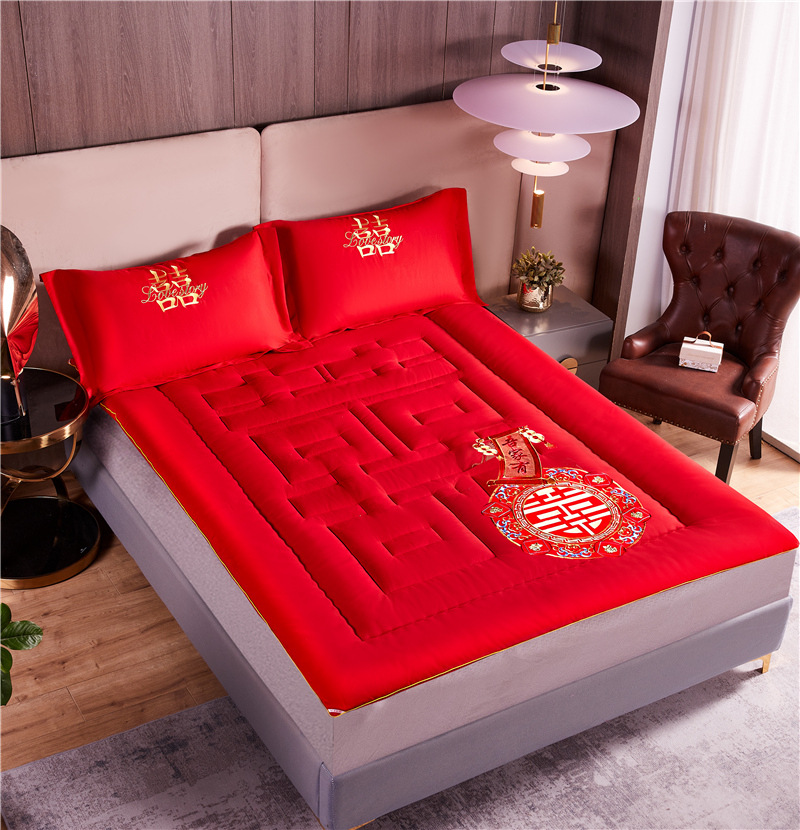 大红色婚庆床褥床垫结婚褥子垫被家用1.8/2.