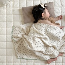 ins韩式双层纱布盖毯 婴儿全棉纱布浴巾幼儿园宝宝午睡毯子推车毯