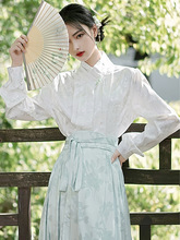 配马面裙的衬衫汉元素通勤白衬衣汉服新中式国风上衣设计感小众女