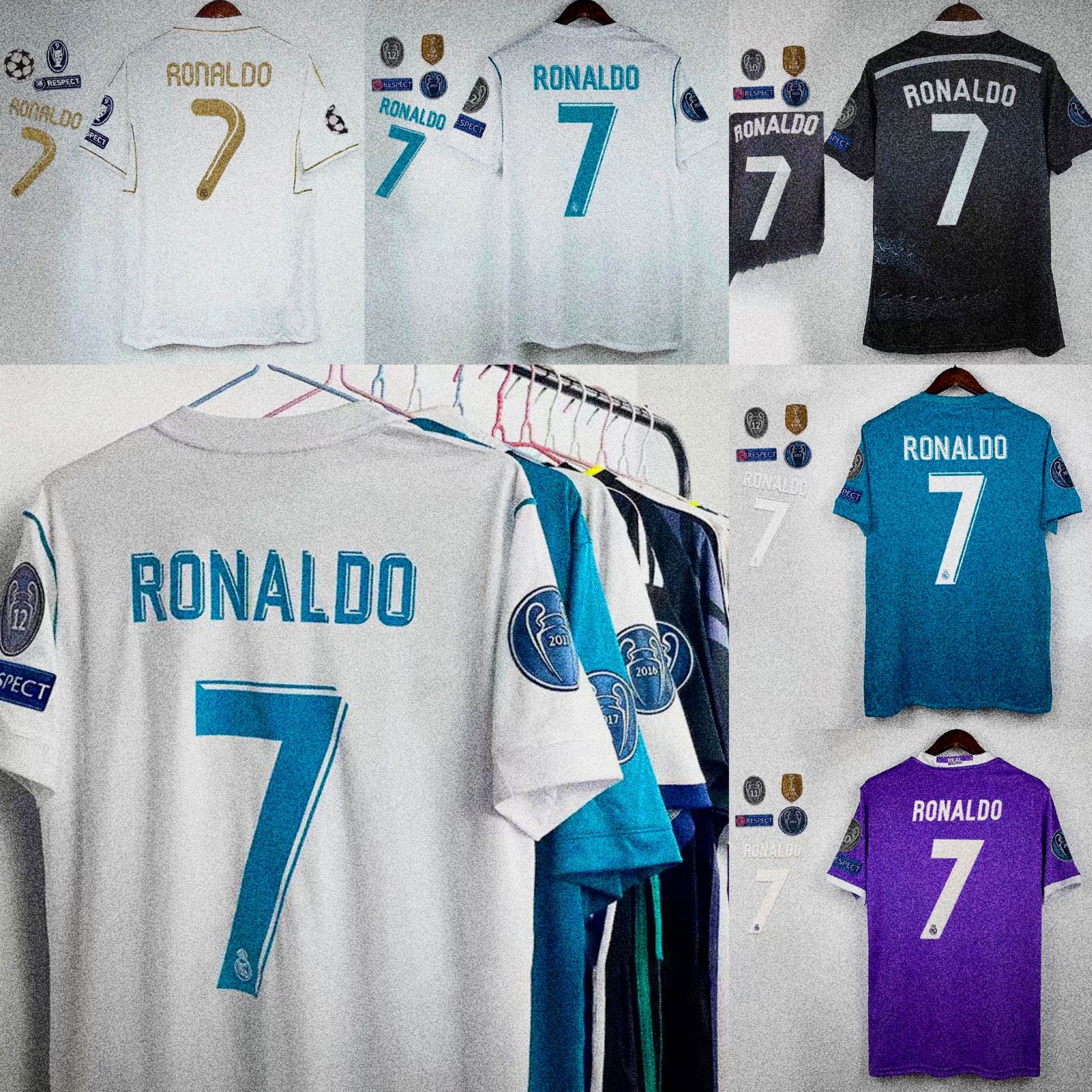 皇马Real Madrid球迷版复古版各年份90001020球衣一件代发