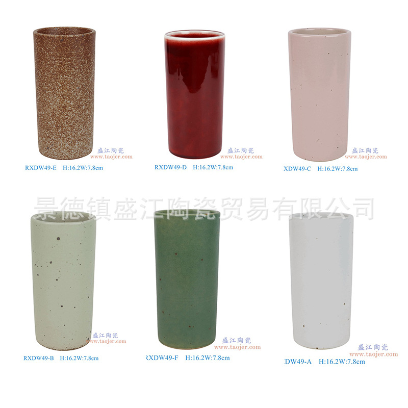 景德镇陶瓷高温颜色釉手笔筒手工复古花瓶毛笔筒桌面民宿插花花器