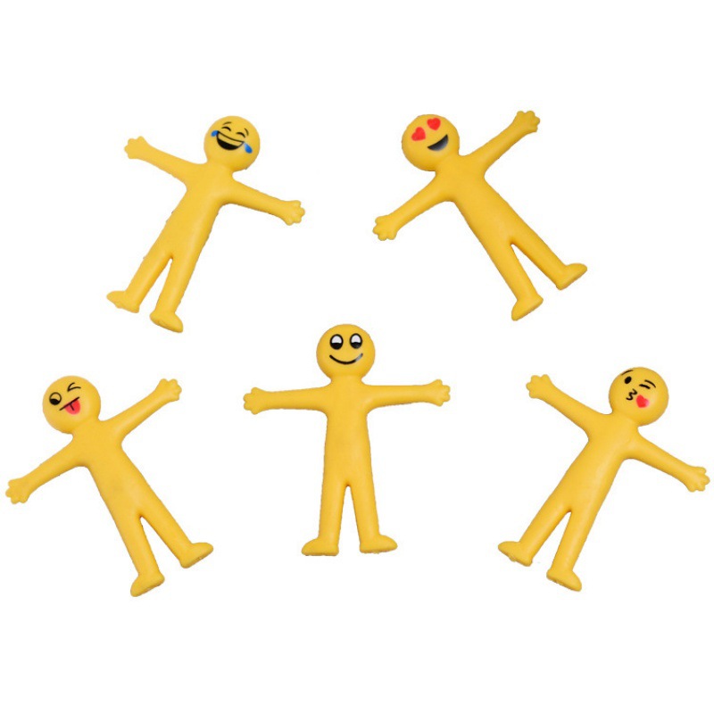 Cross-Border Factory Direct Sales Creative TPR Soft Rubber Yellow Villain Doll Smiley Face Expression Stretchable Office Vent Play