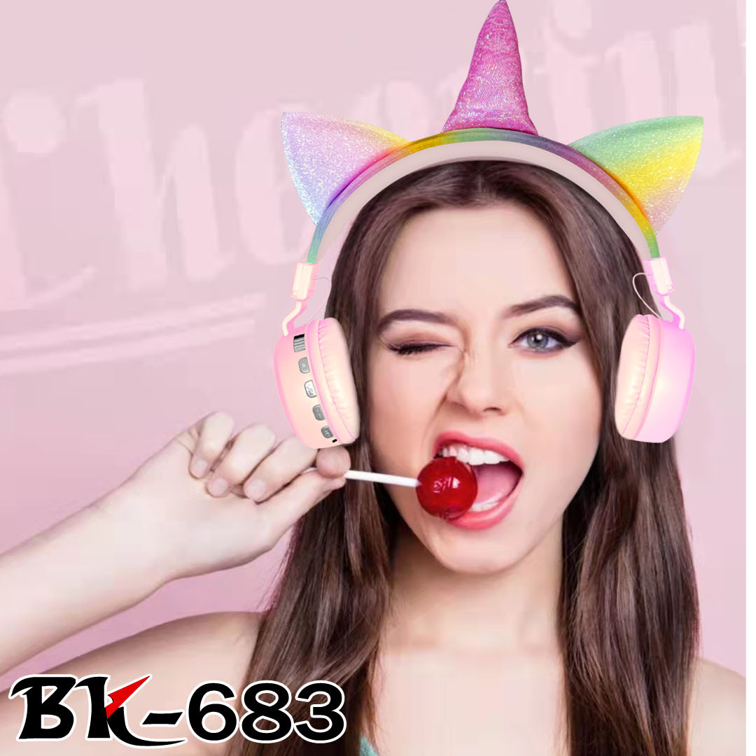 Cross-Border New Arrival BK-683 Cute Cat Ear Headset Call Function Wireless Bluetooth Headset Unicorn Gift