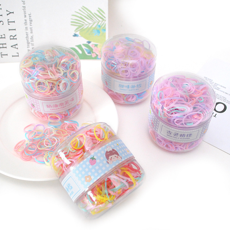 Color Size Combination Disposable Rubber Band Girls' Hair Elastic Band Double-Layer Boxed Hair Band Does Not Hurt Hair Accessories