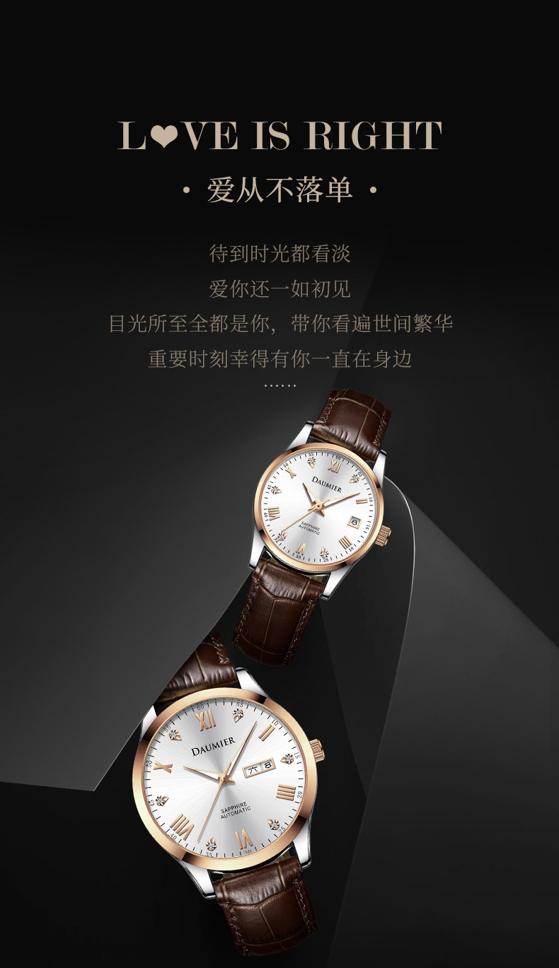 瑞士丹玛品牌新款全自动机械手表男女情侣名表批发抖音直播爆款潮